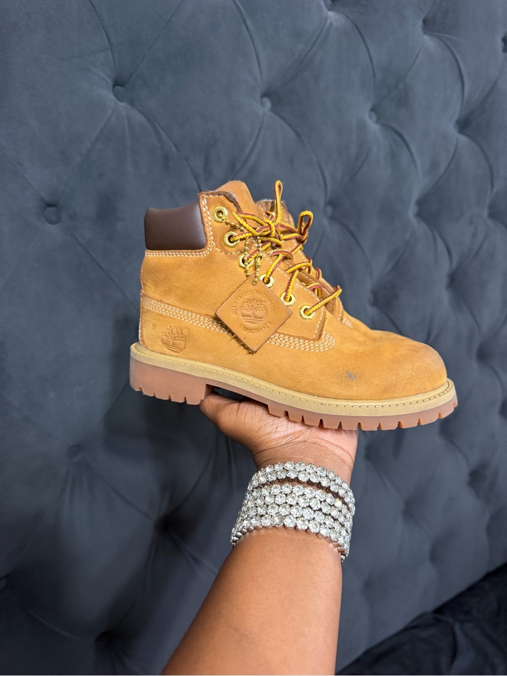 Timberland Kids Wheat Nubuck Boot in Wheat/Gold